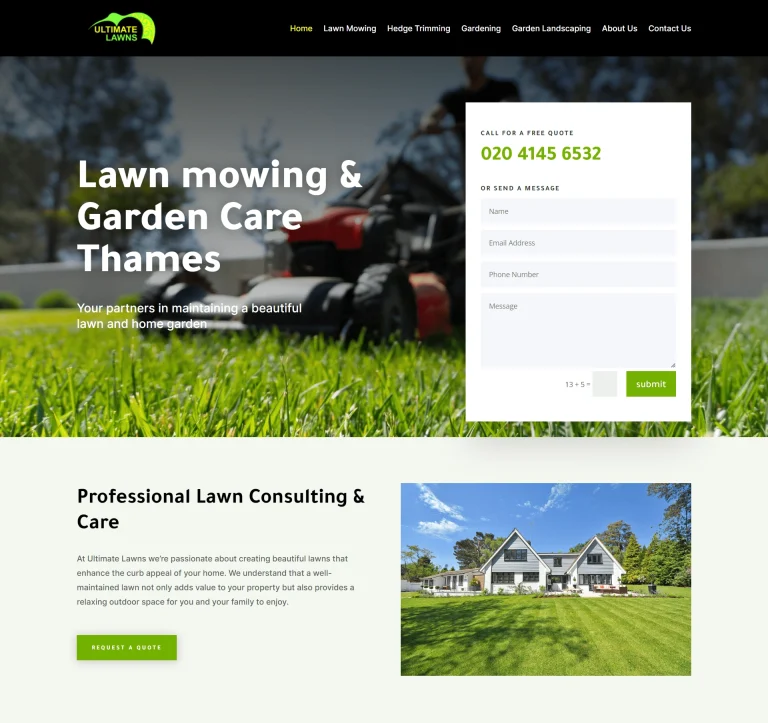 Ultimate Lawns — Lawn care service website built with WordPress by R.Sabbir